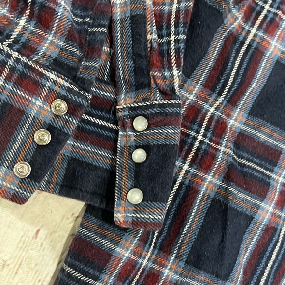 Ely Cattleman Western Pearl Snap Flannel Cowboy Heavyweight Button Down Shirt - Picture 4 of 5